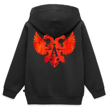 Albanie Shqipëri - Albanian Eagle - Albanian - Sweat Premium à capuche zippé enfant bio - noir - Dos - AI Model Kid Male (0cm)