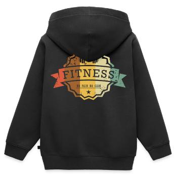 Fitness Badge No Pain No Gain - Kinder Premium Organic Zip Hoodie - Schwarz - Hinten - AI Model Kid Male (0cm)