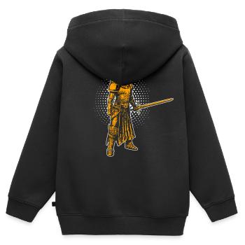 Ritter Mittelalter - Kinder Premium Organic Zip Hoodie - Schwarz - Hinten - AI Model Kid Male (0cm)
