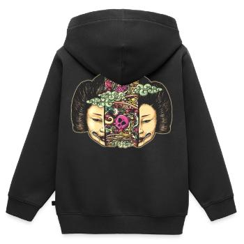 screalsplitdoodleflattranspglow - Sweat Premium à capuche zippé enfant bio - noir - Dos - AI Model Kid Male (0cm)