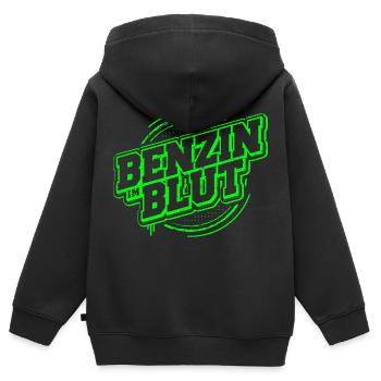 Benzin im Blut - Kfz - Werkstatt - Schrauber - Kinder Premium Organic Zip Hoodie - Schwarz - Hinten - AI Model Kid Male (0cm)