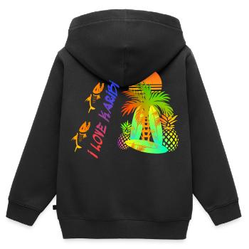 Amour des Caraïbes - Sweat Premium à capuche zippé enfant bio - noir - Dos - AI Model Kid Male (0cm)