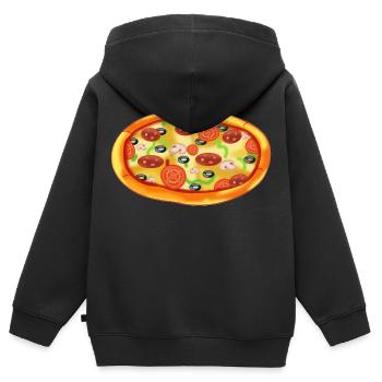 Pizza - Kinder Premium Organic Zip Hoodie - Schwarz - Hinten - AI Model Kid Male (0cm)