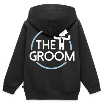 Groom - Kinder Premium Organic Zip Hoodie - Schwarz - Hinten - AI Model Kid Male (0cm)