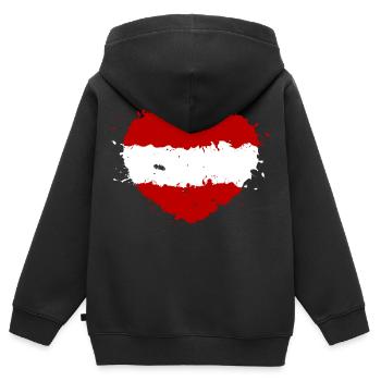 Österreich Herz Flagge Rot Weiß Rot Heimat - Kinder Premium Organic Zip Hoodie - Schwarz - Hinten - AI Model Kid Male (0cm)