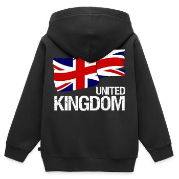 Drapeau britannique Union Jack - Design - Sweat Premium à capuche zippé enfant bio - noir - Dos - AI Model Kid Male (0cm)