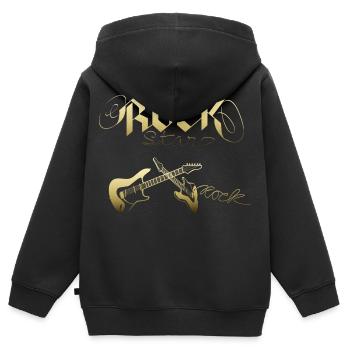 Rock Star - Kinder Premium Organic Zip Hoodie - Schwarz - Hinten - AI Model Kid Male (0cm)