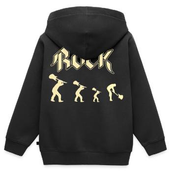 Rock - Kinder Premium Organic Zip Hoodie - Schwarz - Hinten - AI Model Kid Male (0cm)