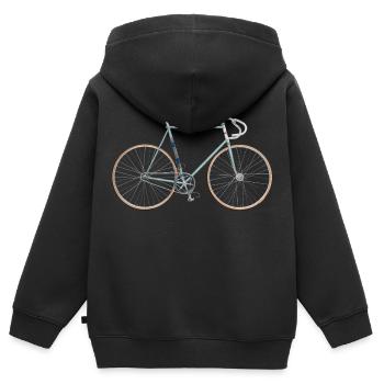 Vélo de piste historique - Sweat Premium à capuche zippé enfant bio - noir - Dos - AI Model Kid Male (0cm)