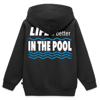 Piscine - Sweat Premium à capuche zippé enfant bio - noir - Dos - AI Model Kid Male (0cm)