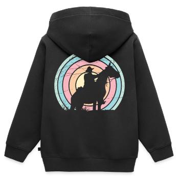 Cowboy - Western - Kinder Premium Organic Zip Hoodie - Schwarz - Hinten - AI Model Kid Male (0cm)