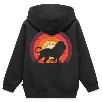 Un lion - Sweat Premium à capuche zippé enfant bio - noir - Dos - AI Model Kid Male (0cm)