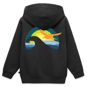 Möwe am Meer - Kinder Premium Organic Zip Hoodie - Schwarz - Hinten - AI Model Kid Male (0cm)