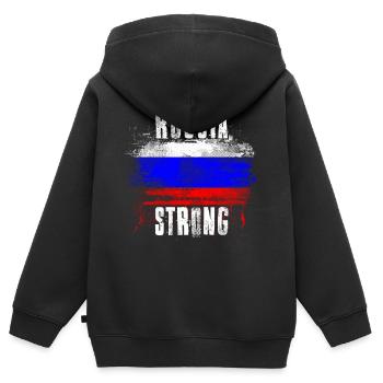 Russland-starke beunruhigte Graffiti-Flagge - Kinder Premium Organic Zip Hoodie - Schwarz - Hinten - AI Model Kid Male (0cm)