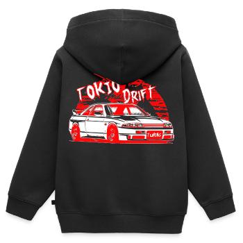 Voiture de dérive de Tokyo - Sweat Premium à capuche zippé enfant bio - noir - Dos - AI Model Kid Male (0cm)