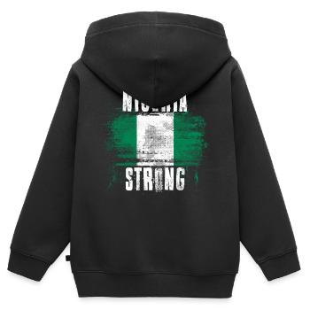 Nigeria-starke beunruhigte Graffiti-Flagge - Kinder Premium Organic Zip Hoodie - Schwarz - Hinten - AI Model Kid Male (0cm)