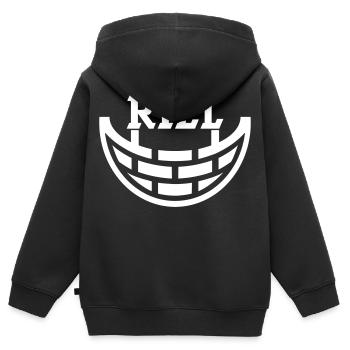 Kiel - Kinder Premium Organic Zip Hoodie - Schwarz - Hinten - AI Model Kid Male (0cm)