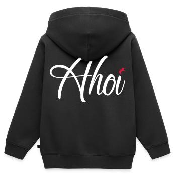Ahoi - Kinder Premium Organic Zip Hoodie - Schwarz - Hinten - AI Model Kid Male (0cm)