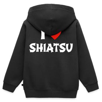 J'adore le massage shiatsu - Sweat Premium à capuche zippé enfant bio - noir - Dos - AI Model Kid Male (0cm)