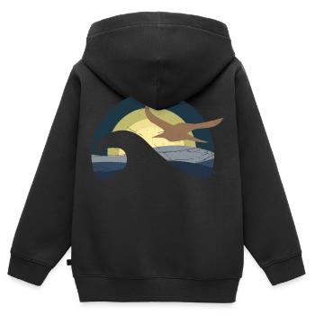 Möwe am Meer - Kinder Premium Organic Zip Hoodie - Schwarz - Hinten - AI Model Kid Male (0cm)