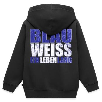 Blau Weiss ein Leben Lang - Kinder Premium Organic Zip Hoodie - Schwarz - Hinten - AI Model Kid Male (0cm)