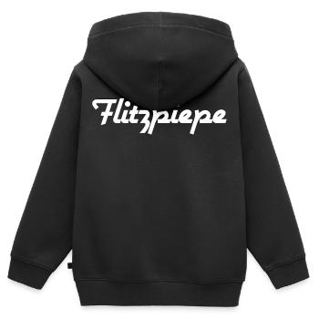 Flitzpiepe - Kinder Premium Organic Zip Hoodie - Schwarz - Hinten - AI Model Kid Male (0cm)