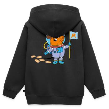 Maustronaut - Kinder Premium Organic Zip Hoodie - Schwarz - Hinten - AI Model Kid Male (0cm)