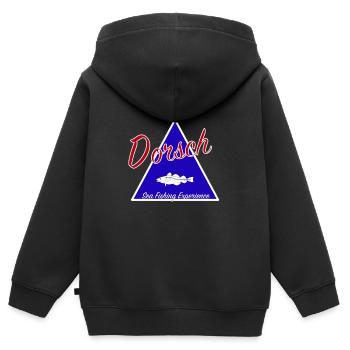 Cod Sea Fishing Experience Hoodie I Fishing Sea - Kids Premium Organic Zip-up Hoodie - black - Back - AI Model Kid Male (0cm)