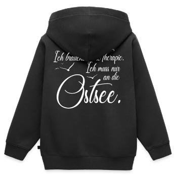 Ostsee Spruch | Ostsee Heimat | Sprüche - Kinder Premium Organic Zip Hoodie - Schwarz - Hinten - AI Model Kid Male (0cm)