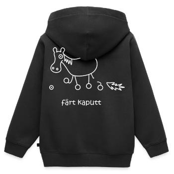 färt kaputt, kaputtes Pferd, lustiges Pferd, krank - Kinder Premium Organic Zip Hoodie - Schwarz - Hinten - AI Model Kid Male (0cm)