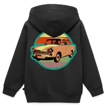 Design rétro Trabbi DDR cool en look usé - Sweat Premium à capuche zippé enfant bio - noir - Dos - AI Model Kid Male (0cm)