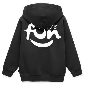 Lustig, Hab Spaß - Kinder Premium Organic Zip Hoodie - Schwarz - Hinten - AI Model Kid Male (0cm)