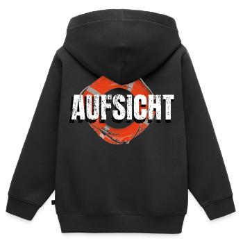 Aufsicht! Rettungsring Wasseraufsicht - Kinder Premium Organic Zip Hoodie - Schwarz - Hinten - AI Model Kid Male (0cm)