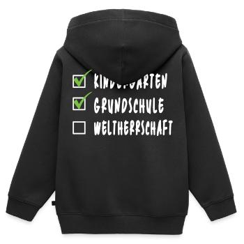 Kindergarten Grundschule Weltherrschaft - Kinder Premium Organic Zip Hoodie - Schwarz - Hinten - AI Model Kid Male (0cm)