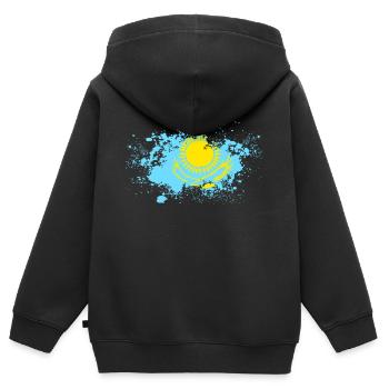 Kazakhstan Kasachstan Flagge Geschenkidee - Kinder Premium Organic Zip Hoodie - Schwarz - Hinten - AI Model Kid Male (0cm)