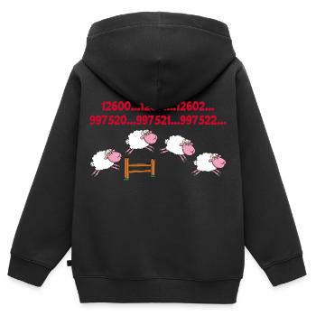 Compter les moutons - Sweat Premium à capuche zippé enfant bio - noir - Dos - AI Model Kid Male (0cm)