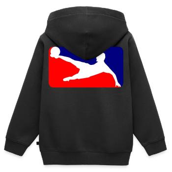 Fussball Soccer - Kinder Premium Organic Zip Hoodie - Schwarz - Hinten - AI Model Kid Male (0cm)