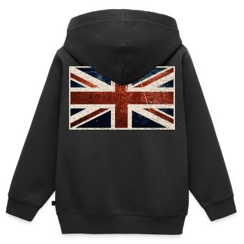 Drapeau anglais - Sweat Premium à capuche zippé enfant bio - noir - Dos - AI Model Kid Male (0cm)