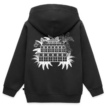 Système audio Jungle - Sweat Premium à capuche zippé enfant bio - noir - Dos - AI Model Kid Male (0cm)