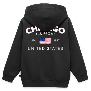 Chicago Illinois United States Flag - Kids Premium Organic Zip-up Hoodie - black - Back - AI Model Kid Male (0cm)