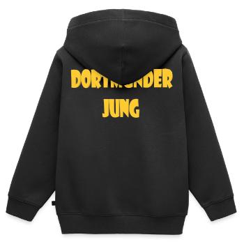 Dortmunder Jung - Kinder Premium Organic Zip Hoodie - Schwarz - Hinten - AI Model Kid Male (0cm)