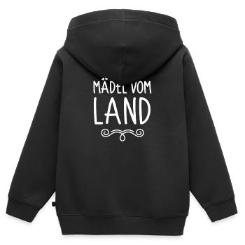 Mädel vom Land - Kinder Premium Organic Zip Hoodie - Schwarz - Hinten - AI Model Kid Male (0cm)