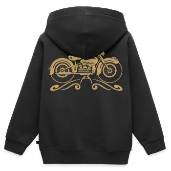 Moto vintage avec filigrane - Sweat Premium à capuche zippé enfant bio - noir - Dos - AI Model Kid Male (0cm)