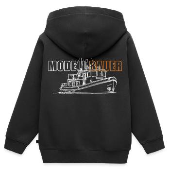 Modellbau Schiffe - Kinder Premium Organic Zip Hoodie - Schwarz - Hinten - AI Model Kid Male (0cm)