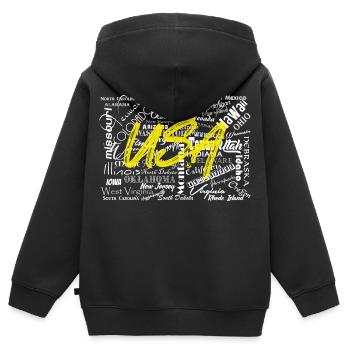 États-Unis États-Unis Blanc - Sweat Premium à capuche zippé enfant bio - noir - Dos - AI Model Kid Male (0cm)