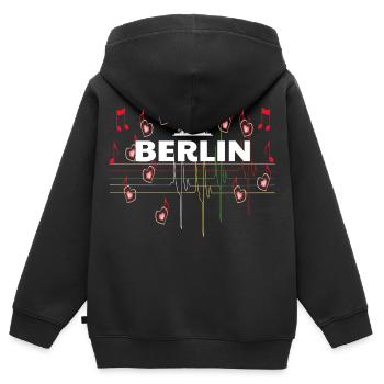 J'aime berlin - Sweat Premium à capuche zippé enfant bio - noir - Dos - AI Model Kid Male (0cm)