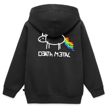 Death Metal Einhorn Musik - Kinder Premium Organic Zip Hoodie - Schwarz - Hinten - AI Model Kid Male (0cm)
