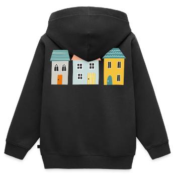 Häuser - Kinder Premium Organic Zip Hoodie - Schwarz - Hinten - AI Model Kid Male (0cm)