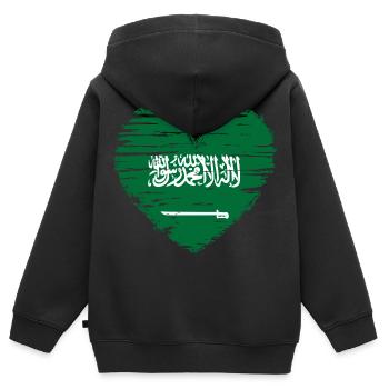 Saudi Arabien Herz Flagge Fahne Wappen - Kinder Premium Organic Zip Hoodie - Schwarz - Hinten - AI Model Kid Male (0cm)