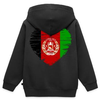 Afghanistan Herz Flagge Fahne Wappen - Kinder Premium Organic Zip Hoodie - Schwarz - Hinten - AI Model Kid Male (0cm)